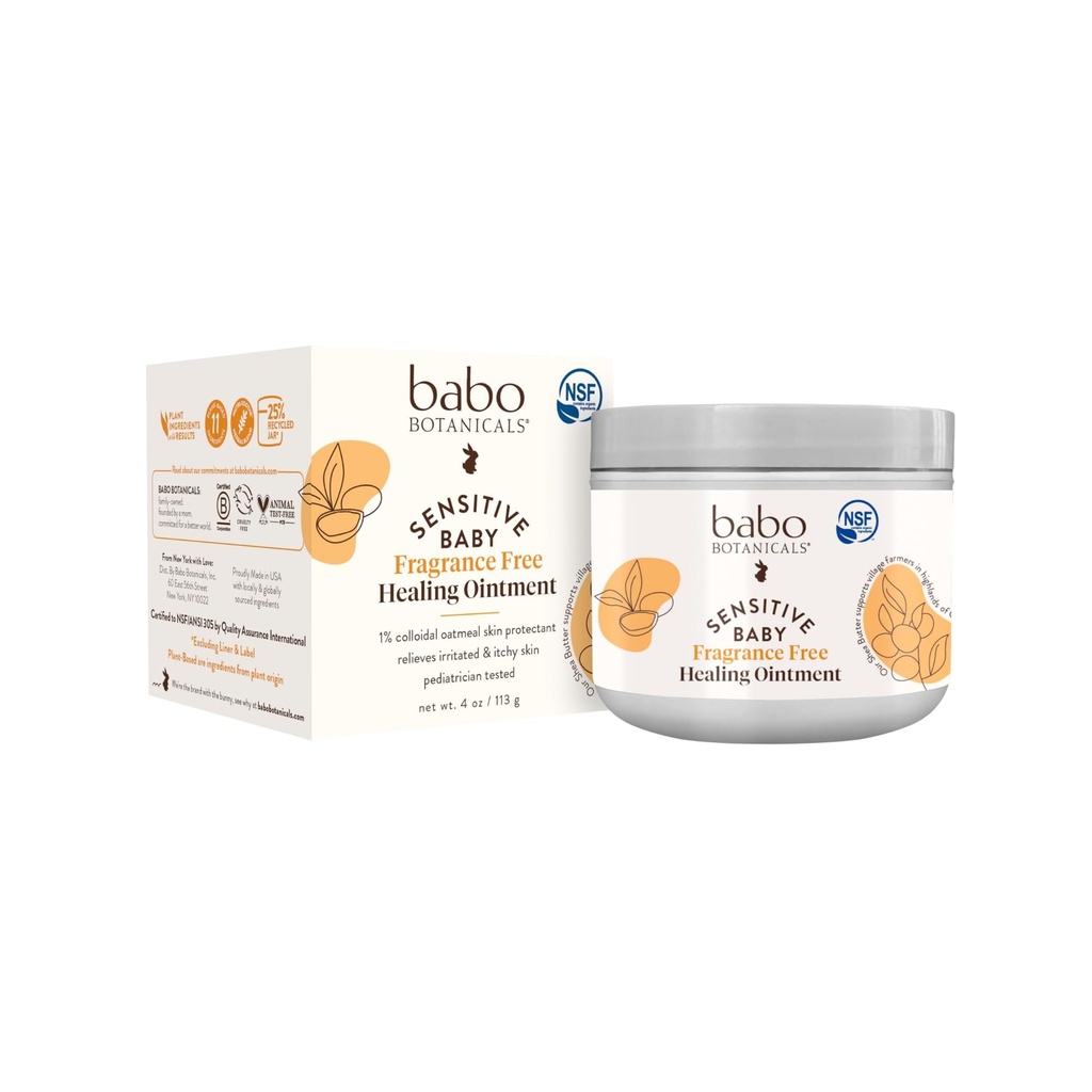 Ortofrutticoli Sensitive Baby Fragrance-Free Tutto Natural Healing Ointment - 99% Organic & 1% Oat Colloidale - Steroid-Free - NSF Certificata - per Eczema, Pelle Irritatata / Itchy - Faccia, Corpo, Area Diaper
