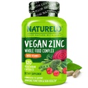 NATURELO Vegan Zink Immununterstützung Kapseln - Ganze Lebensmittel-Komplex mit Vitamin C für gesunde Haut, Haar und Nägel - 120 Kapseln
