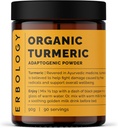 Erbologie Poudre de curcuma biologique 3,2 oz - 90 portions - 5,5 % Curcumine - Pas d'additifs ou de conservateurs - Provenant directement de la ferme en Inde - Vegan - Sans OGM