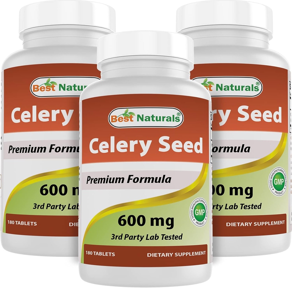 Best Naturals Celery Seed 600 mg 180 Tabletten (180 Count (Pack von 3))