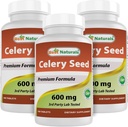 Best Naturals Celery Seed 600 mg 180 Compresse (180 Conteggio (Pacchetto di 3))