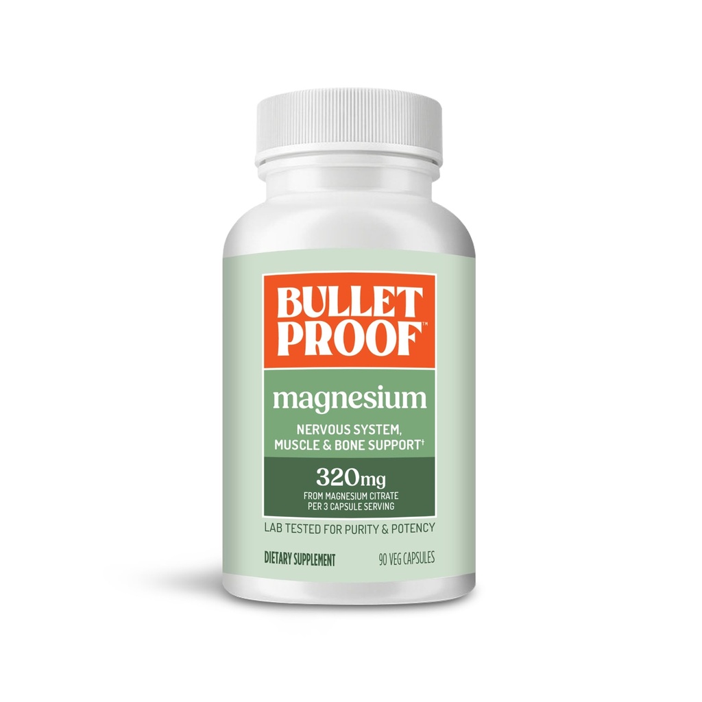Bulletproof Magnesium Kapseln, 90 Zähler, Ergänzung für Nervensystem, Muskel- und Knochenunterstützung
