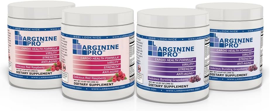 L-ARGININE PRO | 5.500mg L-Arginin Plus L-Citrulline 1100mg Himbeer- und Traubenpulver-Mischergänzung für erhöhte Stickstoffoxidproduktion