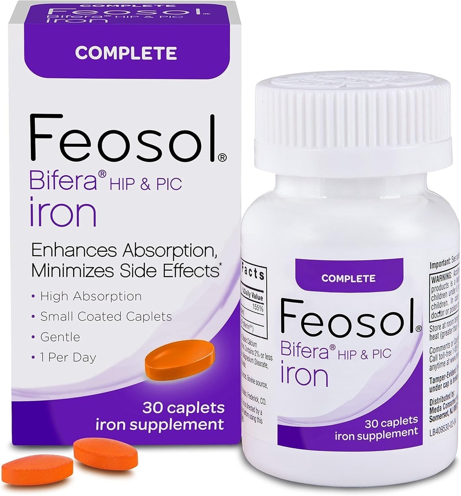 Caplets de fer Feosol Bifera Compléter 30 ea (paquet de 5)