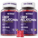 Melatonin Gummies 10mg 20mg per Adulti, Melatonina 10 mg per pancia con Ashwagandha, Magnesium Glycinate, GABA, L-teanina, Valerian Root & Lemon Balm, Rest Support Supplemento, Grape Flavor, 2-Pack