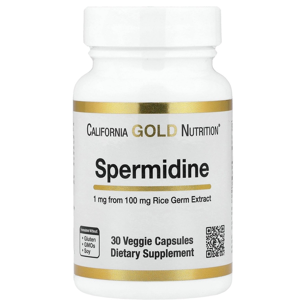 California Gold Nutrition Spermidin, Rice Germ Extract, 1 mg, 30 Veggie Kapseln