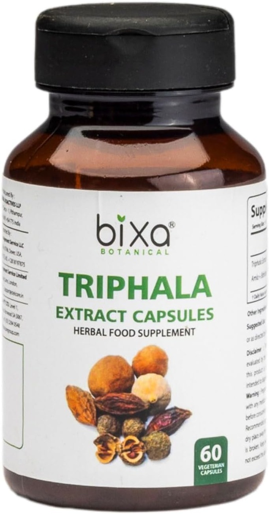 bixa BOTANICAL Ayurvedic Natural Herbal Supplement Triphala Extrakt Kapsel für gesunde Verdauung & Absorption von Nährstoffen (Amla + Haritaki + Bibhitak) (60 Count (Pack von 1))