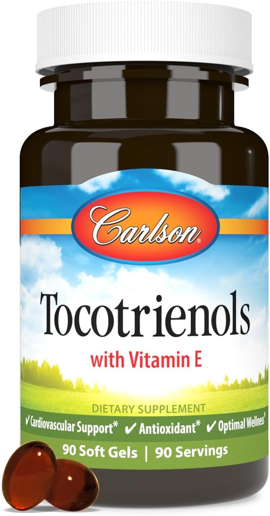 Carlson - Tocotrienols, 40 mg, mit natürlicher Quelle Vitamin E, Gamma, Alpha, Delta, Beta, Sustainable Sourced, 90 Softgels