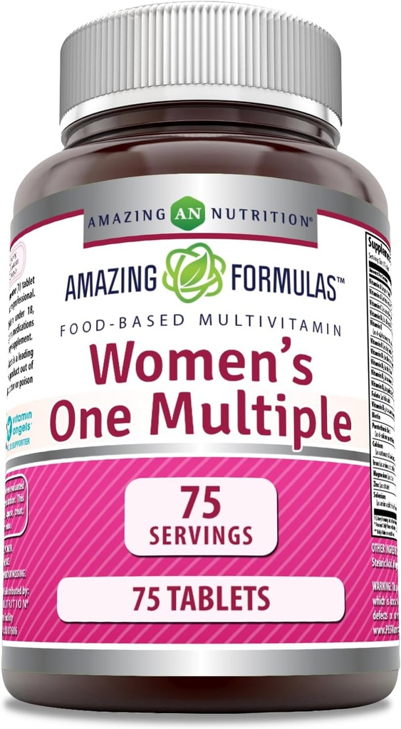 Incredibile Formulas Donna One Multiple | Alimentare-Based | Compresse Supplemento | Perfetta miscela di vitamine, minerali, 25 Milioni di CFU probiotici & Food-Based enzimi (1 Pack, 75 Conte)