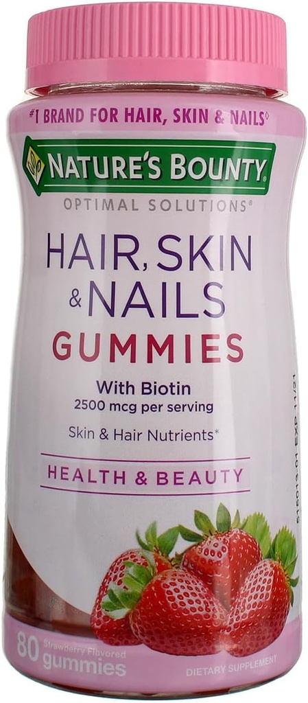 Natures Bounty Optimal Solutions Haar-, Haut- und Nailgummis, 80 Count , Pack of 4