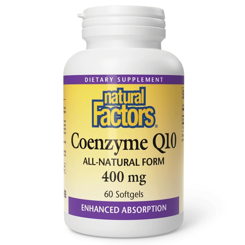 Fattori naturali Coenzyme Q10 - Integratore di supporto antiossidante Supporta la produzione di energia cellulare - Migliore assorbimento Aids Funzione cardiaca sana - 400 mg, 60 Softgels (60 Serve)