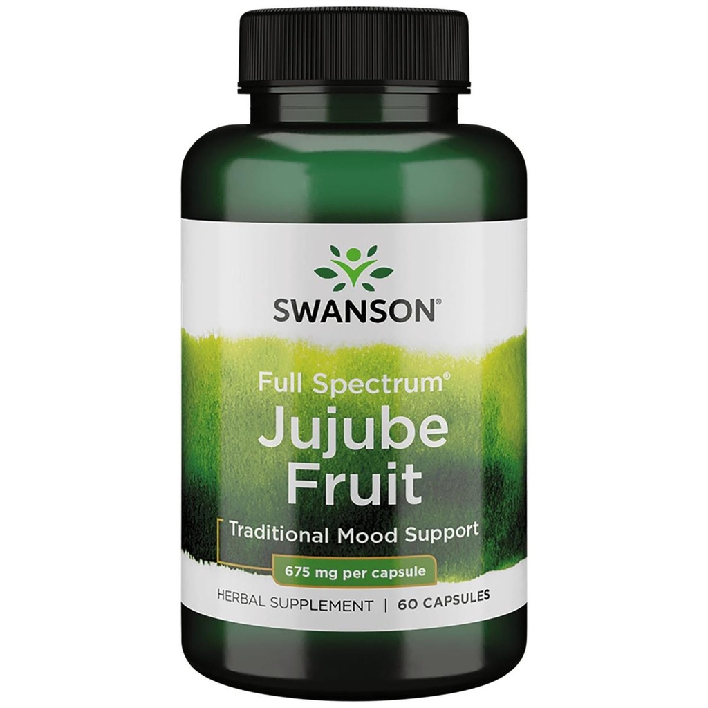 Swanson Jujube Fruit - Full Spectrum Kräuterergänzung Förderung eines ruhigen und entspannten Geistes - Natürliche Formel Unterstützung Stress & Unterstützung - (60 Kapseln, 675mg Jeder)