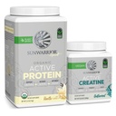 Sunwarrior Creatine Powder & Vanilla Active Organic Protein Powder Set (60 portions non aromatisées, 20 portions de vanille)