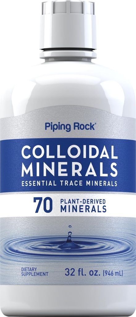 Piping Rock Colloïdal Minéraux liquides 32 fl oz , Supplément de teinture non aromatisé , Plan dérivé des minéraux de trace essentiels , Végétarien, Non-OGM, Sans gluten