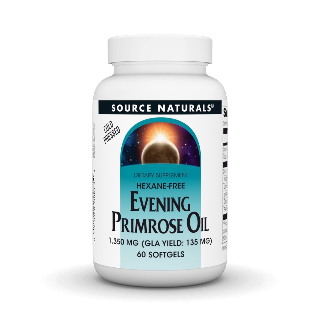 Source Naturals Huile de Primrose du soir - Sans hexane - 1350mg - Rendement de la GLA: 135 mg - pressé à froid - 60 softgels