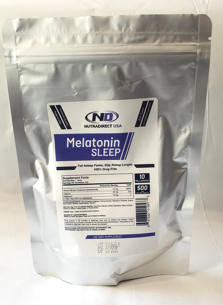 NutraDirect Melatonin 10mg Time Release - 500 compresse