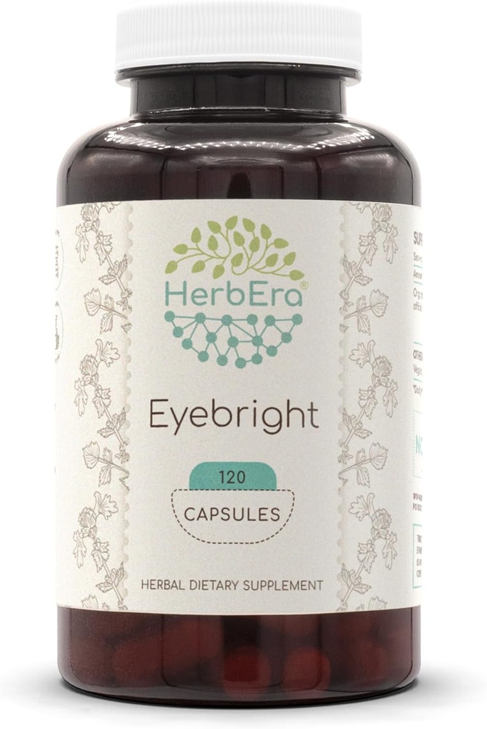 HerbEra Eyebright 120 capsule, 500 mg, Responsabilmente allevati Made with Eyebright (Euphrasia spp.) Erbe secca (120 capsule)