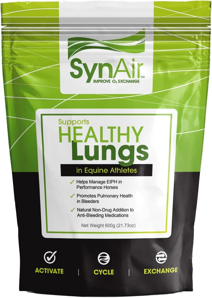 SynNutra Equine SynAir – Natürliche EIPH Management & Lung Unterstützung für Pferde – Drug-Free Formel zur Förderung von Airway Health & Recovery – Made in USA