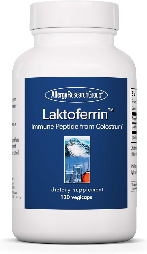 Gruppo di ricerca allergia Integratore Laktoferrin - Lactoferrin Integratori 350mg, Colostrum bovino, Peptide Immune, Integratori di Ferro, Vegicaps - 120 Conte