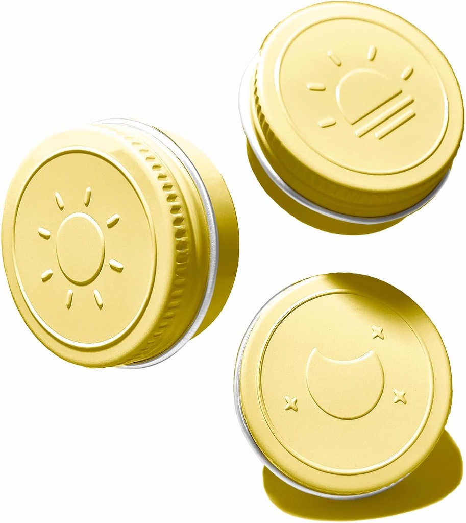 Extra Small Single Pill Box für Geldbeutel (3 Pack), Aluminium-Schraube Top Pille Container, 3 Mal pro Tag Tragbare wasserdichte Single Pille Case für Vitamine, Fischöle, Nahrungsergänzungsmittel (Licht gelb)