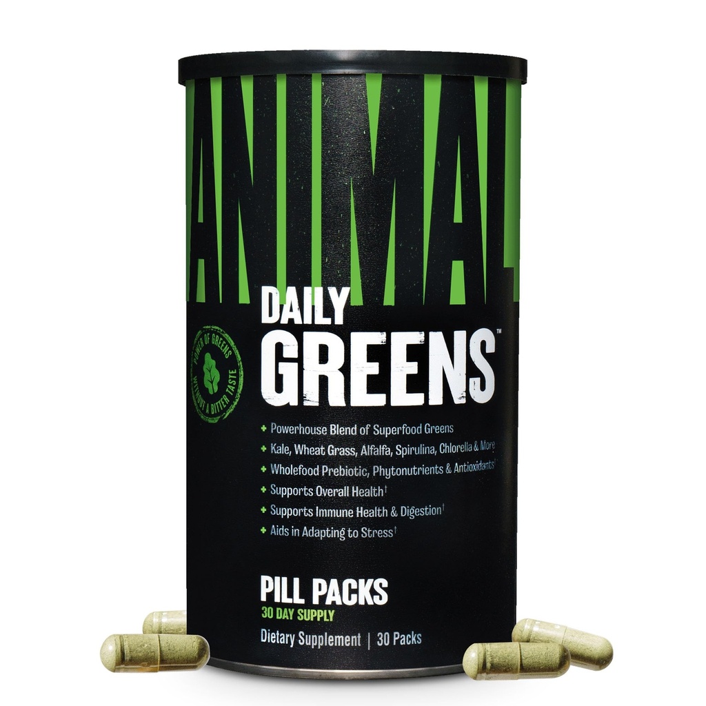 Animal Daily Greens Pill Packs - Kale, Weizengras, Alfalfa & More - Günstig Prebiotic und Probiotic Superfood Blend für Superior Digestion, Gut Health und Immunität für Männer & Frauen - 30 Tage Versorgung