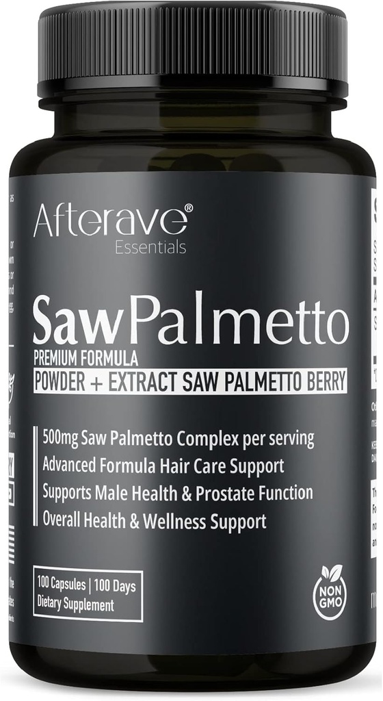Saw Palmetto Premium, Kopfhautgesundheit für optimales Haarwachstum, Follikelstärke, Haarausfall-Schutz, Prostata und urinäre Gesundheit und allgemeine männliche Immununterstützung