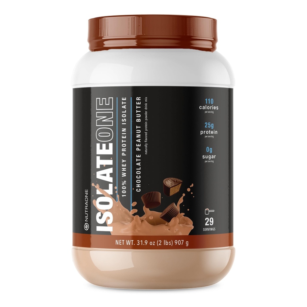 NutraOne IsolateOne Whey Isolate Protein Pulver 100% reine Whey Isolate Pulver (Chocolate Peanut Butter - 29 Servierungen)