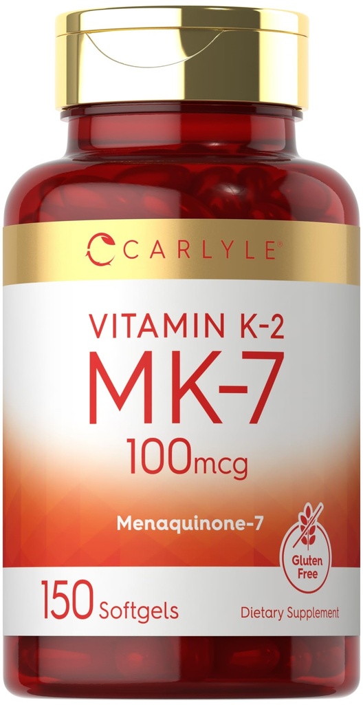 Carlyle Vitamin K2 MK7 100 mcg | 150 Softgels | Non-GMO, Glutenfreie Ergänzung