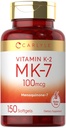 Carlyle Vitamin K2 MK7 100 mcg | 150 Softgels | Bioactive Trans-Form MK7 | Non-GMO & Gluten Free Supplement