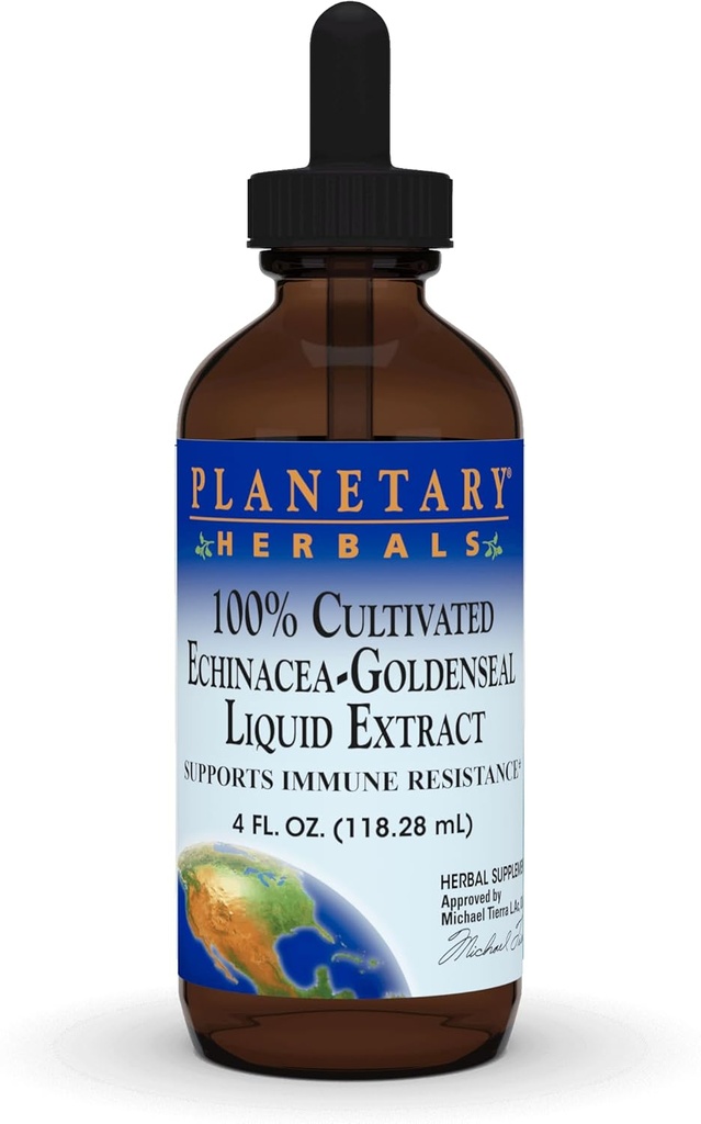 Herbes planétaires 100% Cultivées Extrait d'échinacée-Goldenseal, 4 oz