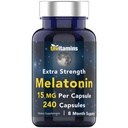 tnvitamins Melatonin 15 MG Per Capsule (240 capsule) | Pillole dormienti all-Naturali per adulti | Melatonina Extra Forza | Nighttime Sleep Aid | Supplemento supporto naturale per il sonno