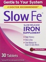 Slow Fe Iron Supplement – Slow Release Tablets, Hohe Potenz, Gentle auf Ihrem System, 30 Tabletten (Pack von 3)