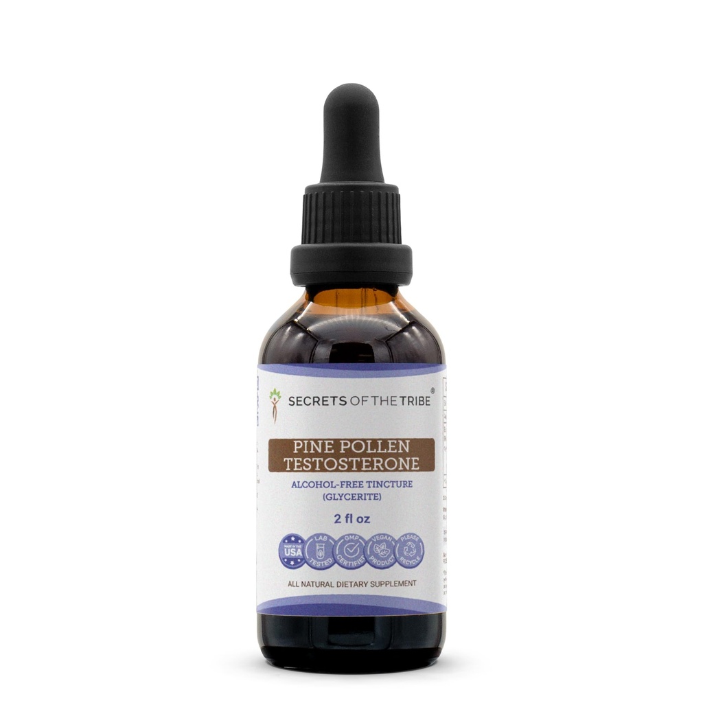 Geheimnisse der Tribe Pine Pollen Testosteron Alkoholfreie Extrakt Tinktur, Wildcrafted Pine Pollen (Scots Pine, Pinus sylvestris) Getrocknete Pollen Tinktur Supplement 2 FL OZ