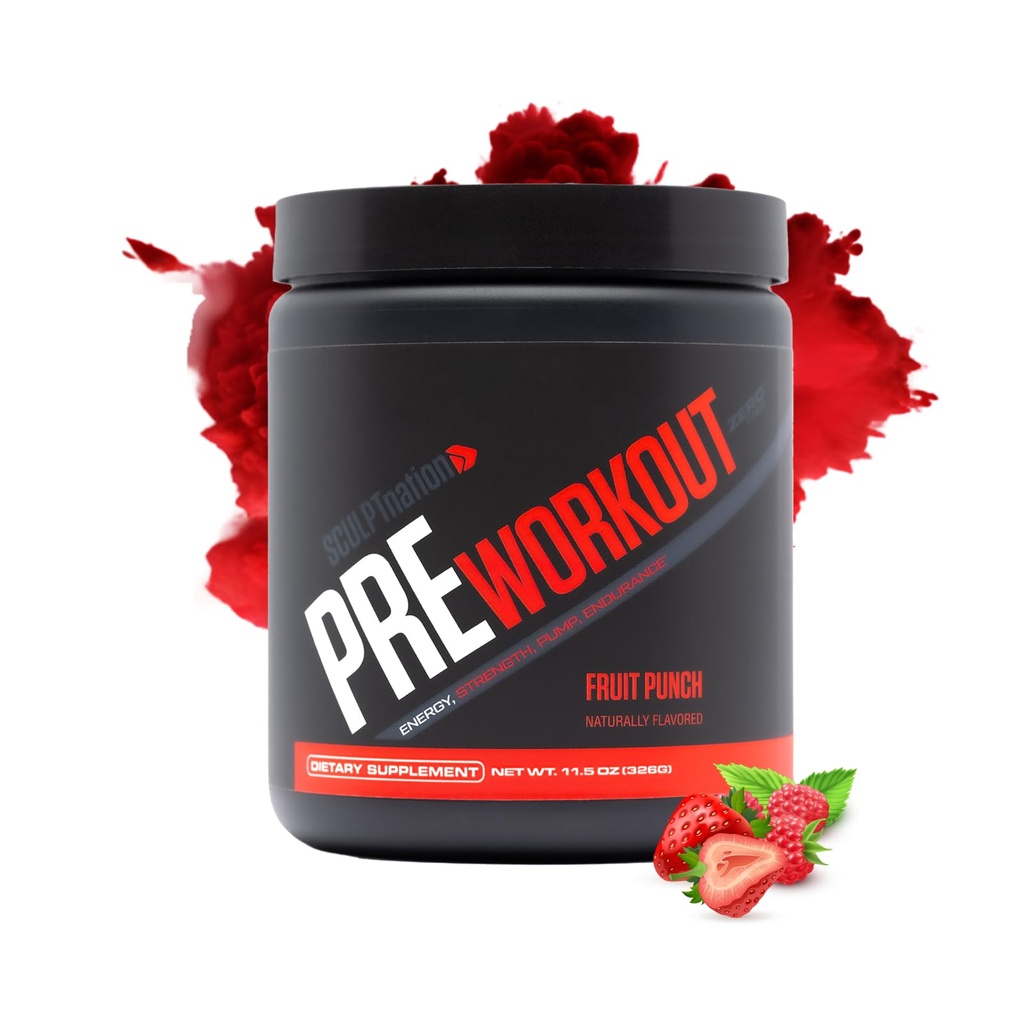 Sculpt Nation von V Shred PreWorkout - Premium Pre Workout Pulver mit Aminosäuren für ultimative Leistung, Ausdauer und Energieunterstützung, Obst-Punch - 30 Portionen