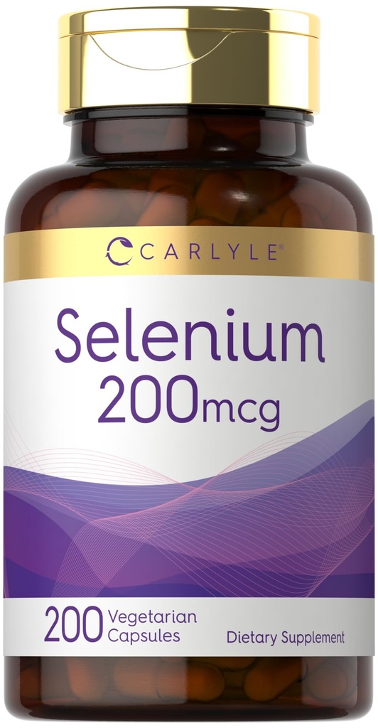 Carlyle Hefefreies Selen 200 mcg | 200 Kapseln | L-Selenomethionin Essential Mineral | Vegetarisches, nicht gentechnisch verändertes und glutenfreies Supplement