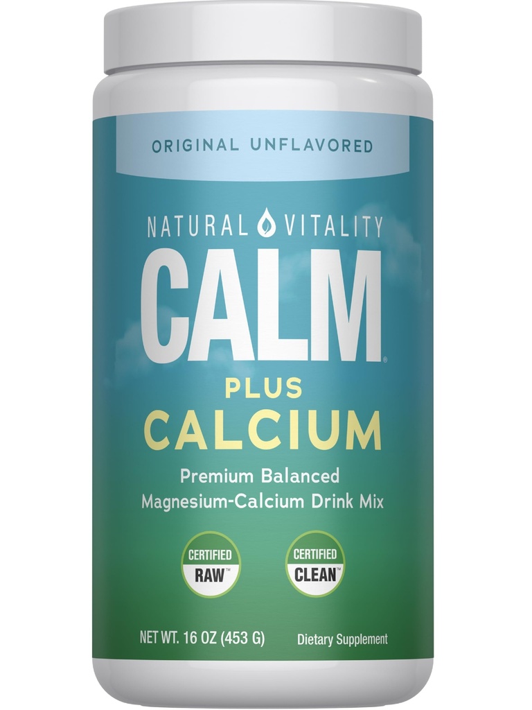 Natürliche Vitalität Calm, Magnesium Citrat & Calcium Supplement, Getränke-Mix-Pulver unterstützt eine gesunde Reaktion auf Stress, Glutenfrei, Vegan, & Non-GMO, Original, 16 Unzen