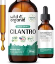 Drops de cilantro sauvage et biologique - Détox nettoyant avec supplément de cilantro liquide - Teinture d'extrait de feuille de coriandre - végétalien, sans sucre et sans alcool - 2 fl oz