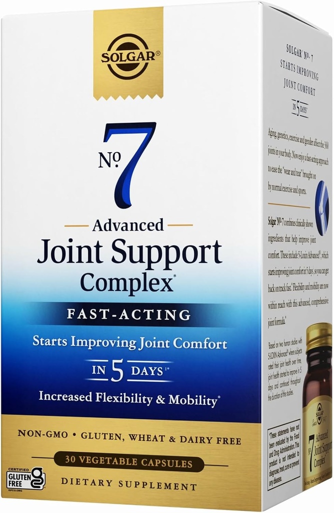 Solgar n. 7 Advanced Joint Support Complex - Aumentata flessibilità e mobilità - Non OGM, Gluten, Wheat & Dairy Free - 30 Serve