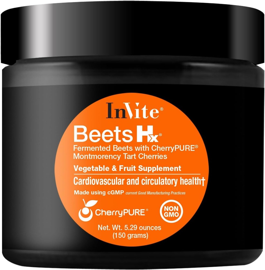 Invite Health Beets Hx® - Integratore di frutta e verdura, Polvere Superfood - Contiene barbabietola rossa e pelle di ciliegia Tart - 30 Serve
