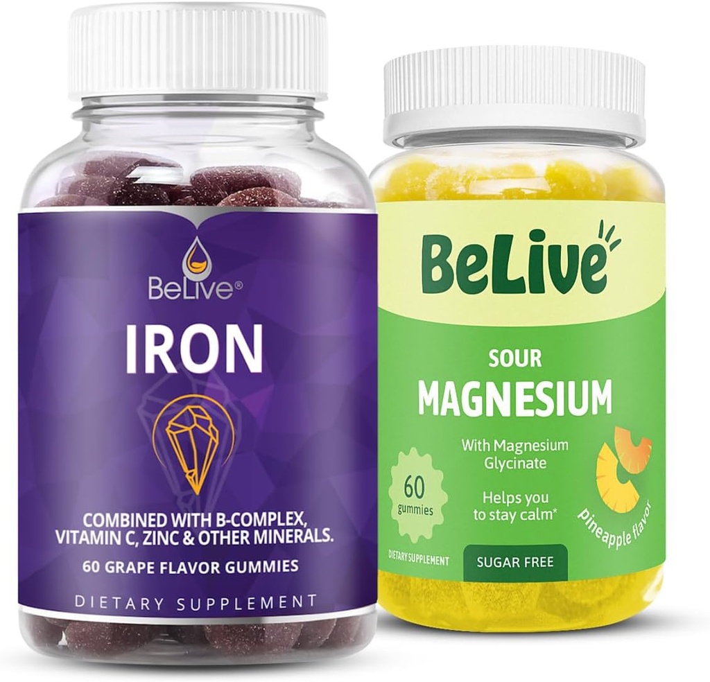 BeLive Iron and Magnesium Gummis für Blutsauerstoff, Entspannung, besserer Schlaf
