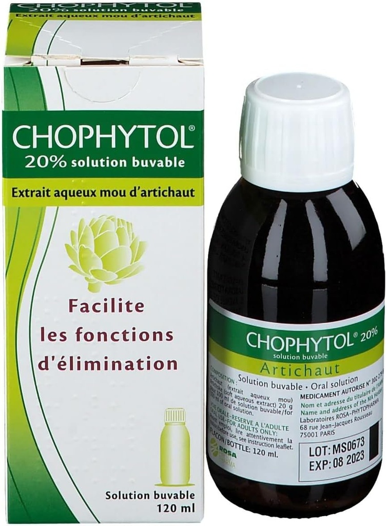 Chophytol 20% - Trinkbare Lösung (mit Artichoke) - to Promote Liver & Kidney Function - 120ml Flaschen