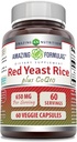 Formules étonnantes Red Yeast Rice 600 Mg Plus Coq10 50 Mg , Supplément de capsules de légumes , sans OGM , sans gluten , Fabriqué aux États-Unis (60 Nombre)