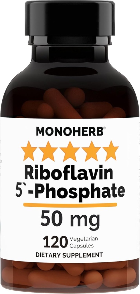MONOHERB Riboflavine 5'-Phosphate 50 mg - 120 Capsules végétariennes - Vitamine bioactive B2