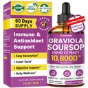 Graviola Extrait de feuille de sourcil liquide - Amandes de sourcil liquide, support immune, détente, foie et sommeil, sans sucre et sans alcool, formule hautement absorbante, goût de fruits de la passion, 2 Fl Oz