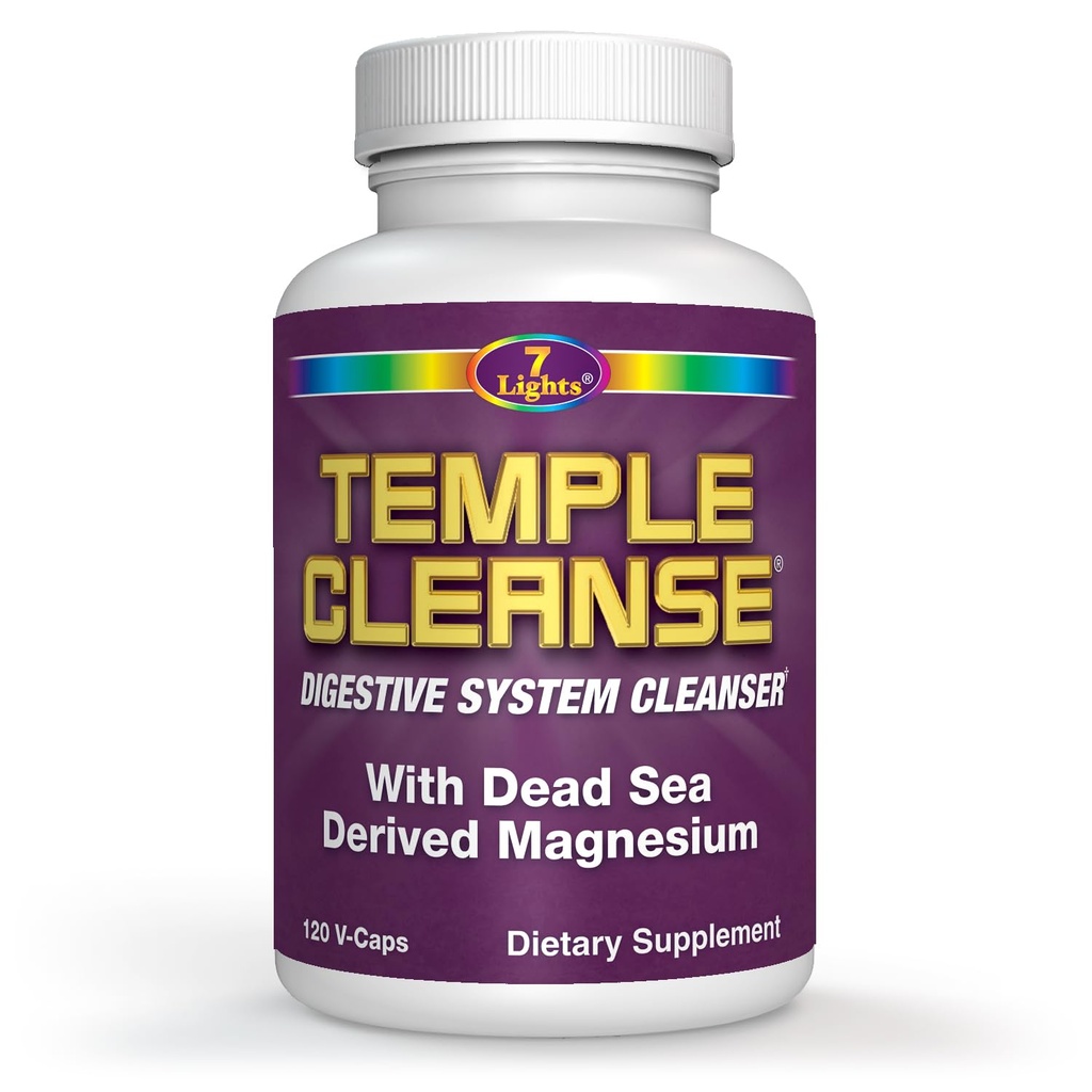 Temple Cleanse 120 capsules d'oxygène et de la mer Morte Magnésium Colon Cleanse Detox, Fast-Acting Constipation Relief, Pas de gaz/glissement, Vegan sans gluten nettoyage digestif, doux sur l'estomac pour les femmes et les hommes