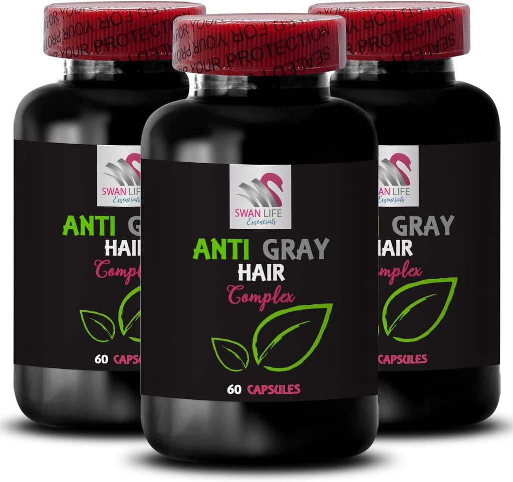 Anti-graue Haar-Ergänzung - ANTI GRAY HAIR COMPLEX - Vibrancy Boost, Graue Haarumkehr, Frische Haarschatten, Jugendherzige Schwingung, Farbe Langlebigkeit, Leuchtende Haarfarbe, Haar-Brillanz 3Bot 180Caps