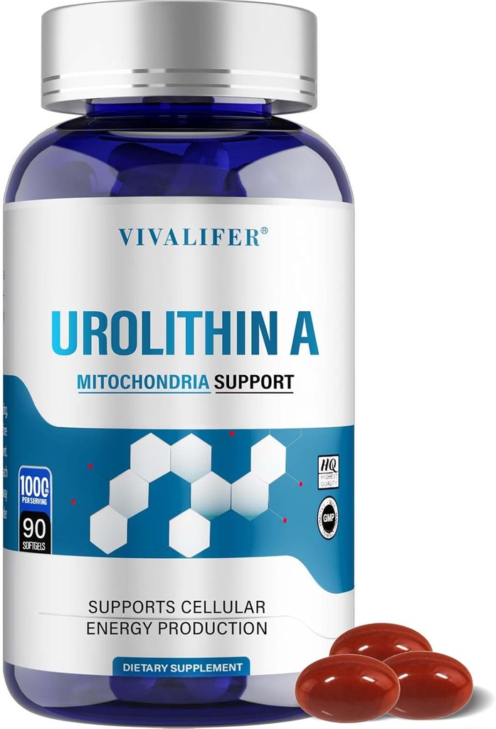 1000 MG Urolithin Eine Ergänzung, 90 Softgels Leistungsstarke Antioxidantien für gesundes Altern und verbesserte Mitochondriale Unterstützung, Zellreparatur