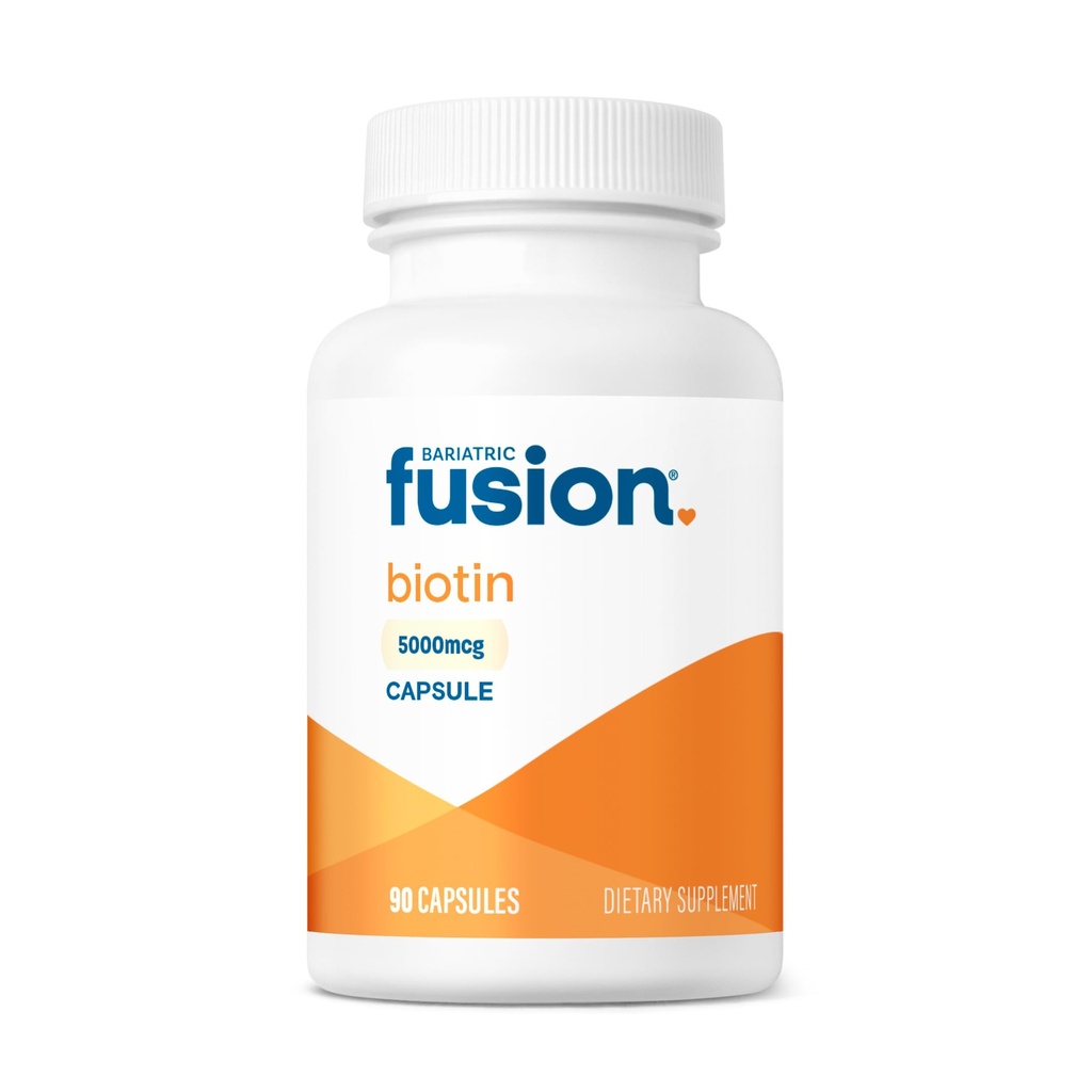 Bariatric Fusion Biotin 5000mcg Vitamina | Facile da ingoiare capsule Biotin Supplemento per la crescita dei capelli | 90 conte | 3 mesi di alimentazione