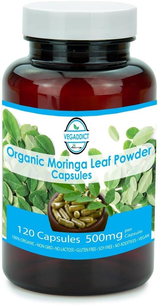 Estratto di polvere di chicco di caffè verde puro 100% crudo & puro | Moringa Oleifera | Supplemento naturale di erbe | 120 capsule | Nessun Additivi | Gluten Free |Lactose Free | Soy Free| Vegan
