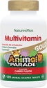 NaturesPlus Parade d'or pour animaux Multivitamine à croquer pour enfants - Saveur de cerise naturelle - 120 comprimés en forme d'animal, boîte de 2 - avec vitamine D3, K2 et probiotiques - 120 portions totales